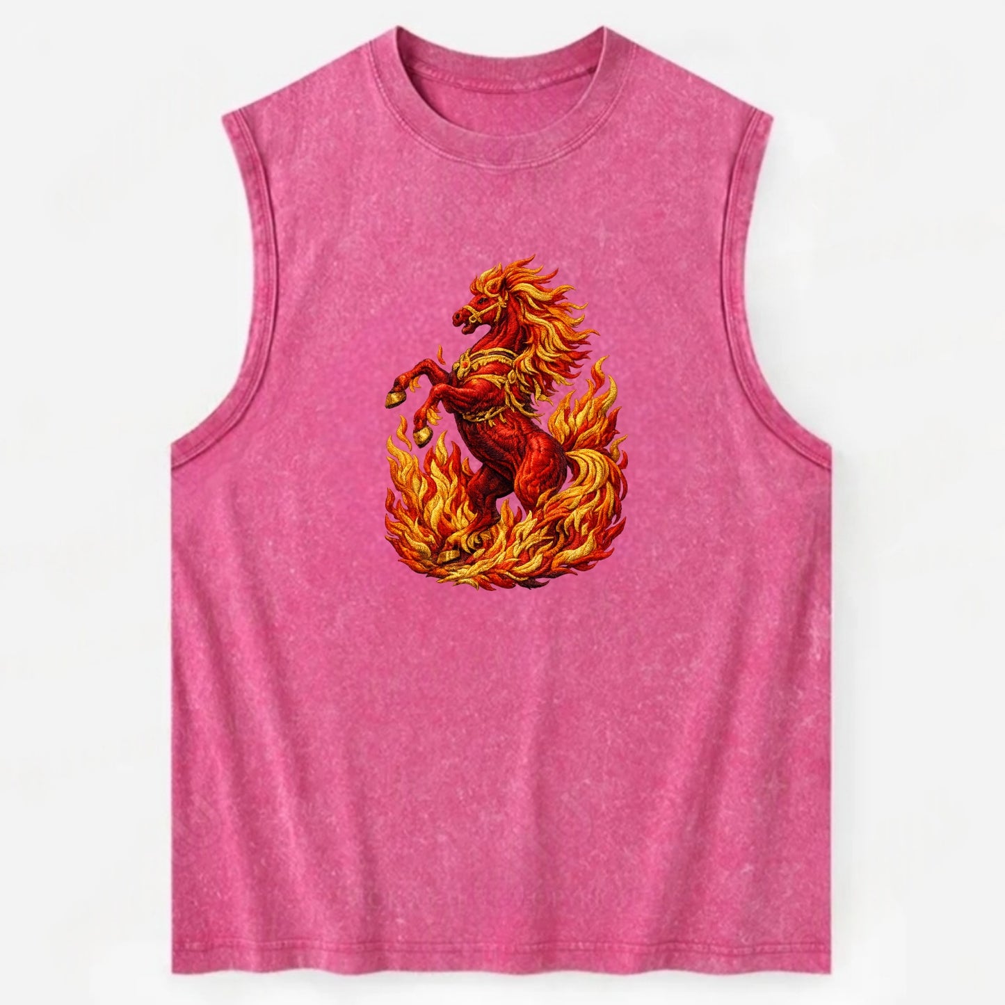 VICTORY BLAZE | Triumphant rearing horse in flames | Achievement celebration - Vintage Washed Tank - Pink