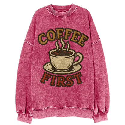 Coffee First  - Vintage Sweatshirt - Pink