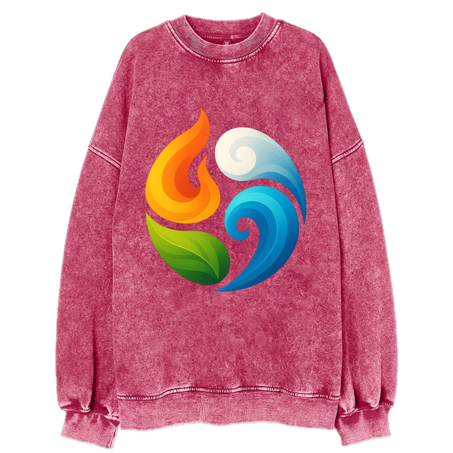 Four Elements Dance - Fire orange, water - Vintage Sweatshirt - Pink