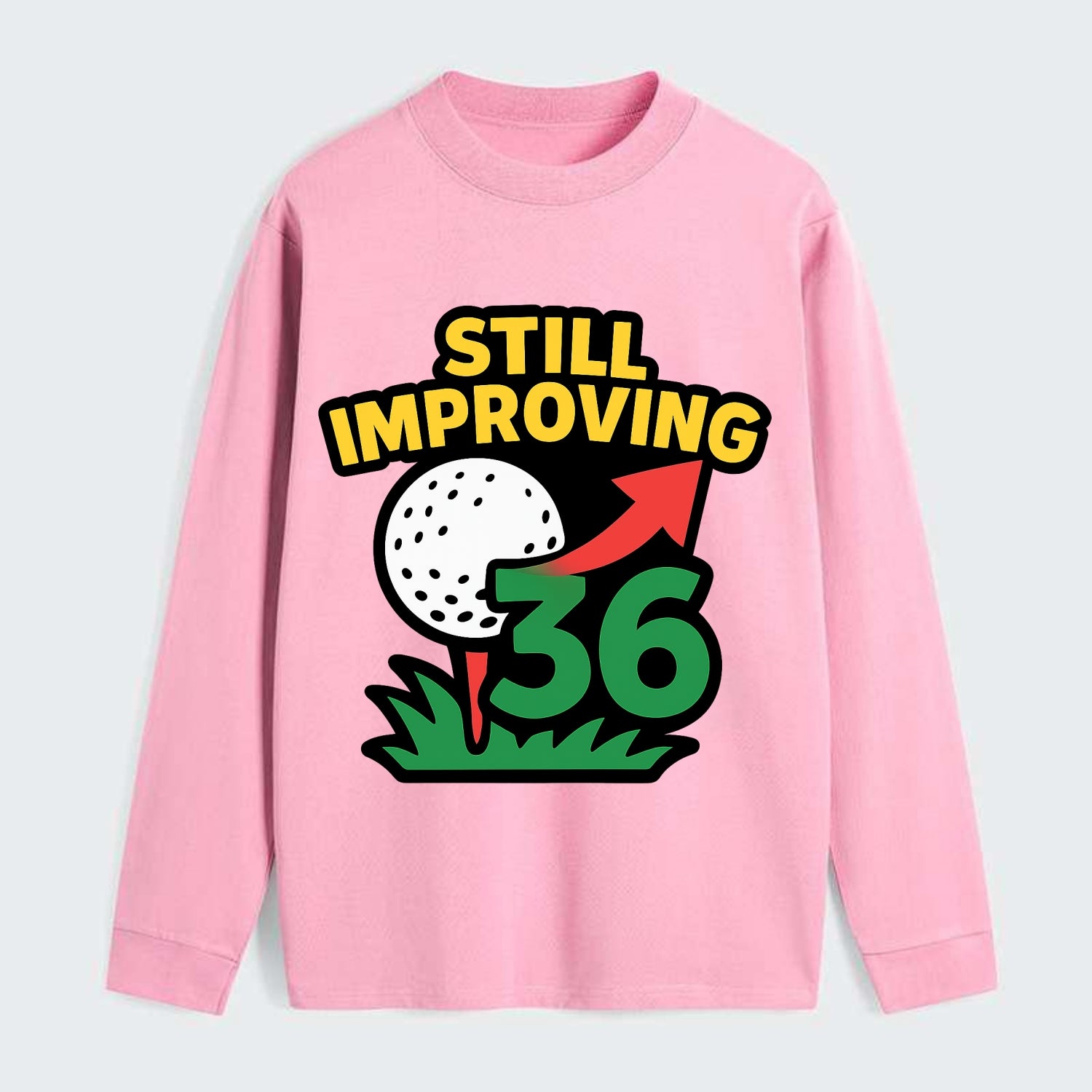 Handicap number getting higher with arrow - "Still Improving" - - Classic Long Sleeve Shirt - Pink
