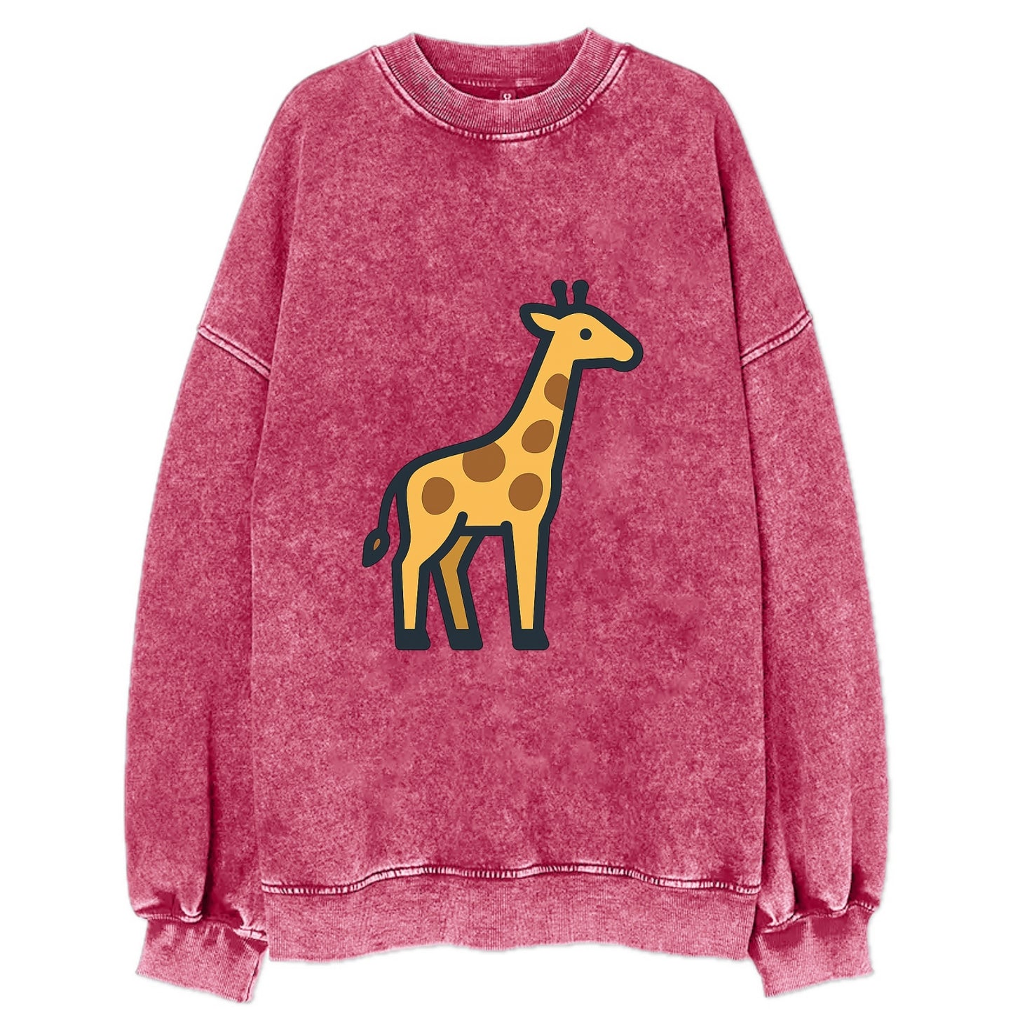 Giraffe - Yellow with brown patches flat side profile - Vintage Sweatshirt - Pink
