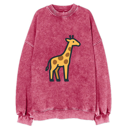 Giraffe - Yellow with brown patches flat side profile - Vintage Sweatshirt - Pink