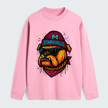 Starkville Bulldog wearing Mississippi State beanie with M patch - Classic Long Sleeve Shirt - Pink