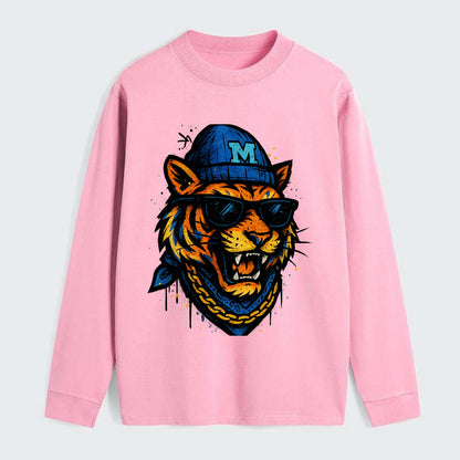 Memphis Tiger wearing Memphis beanie with M patch - Classic Long Sleeve Shirt - Pink