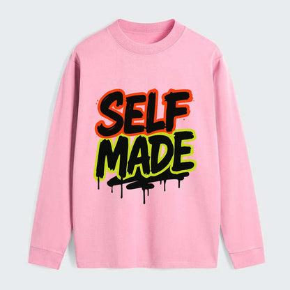 Bold typography design - "SELF MADE" - built from nothing, earned - Classic Long Sleeve Shirt - Pink