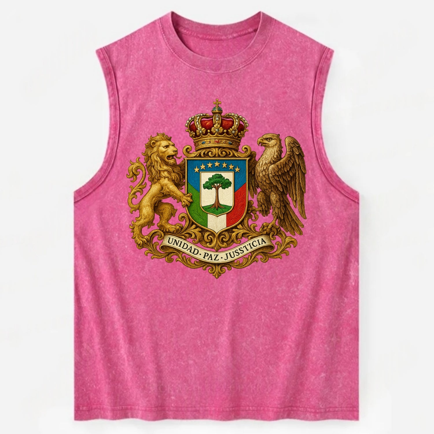 Equatorial Guinea Silk Cotton Tree Emblem - Vintage Washed Tank - Pink