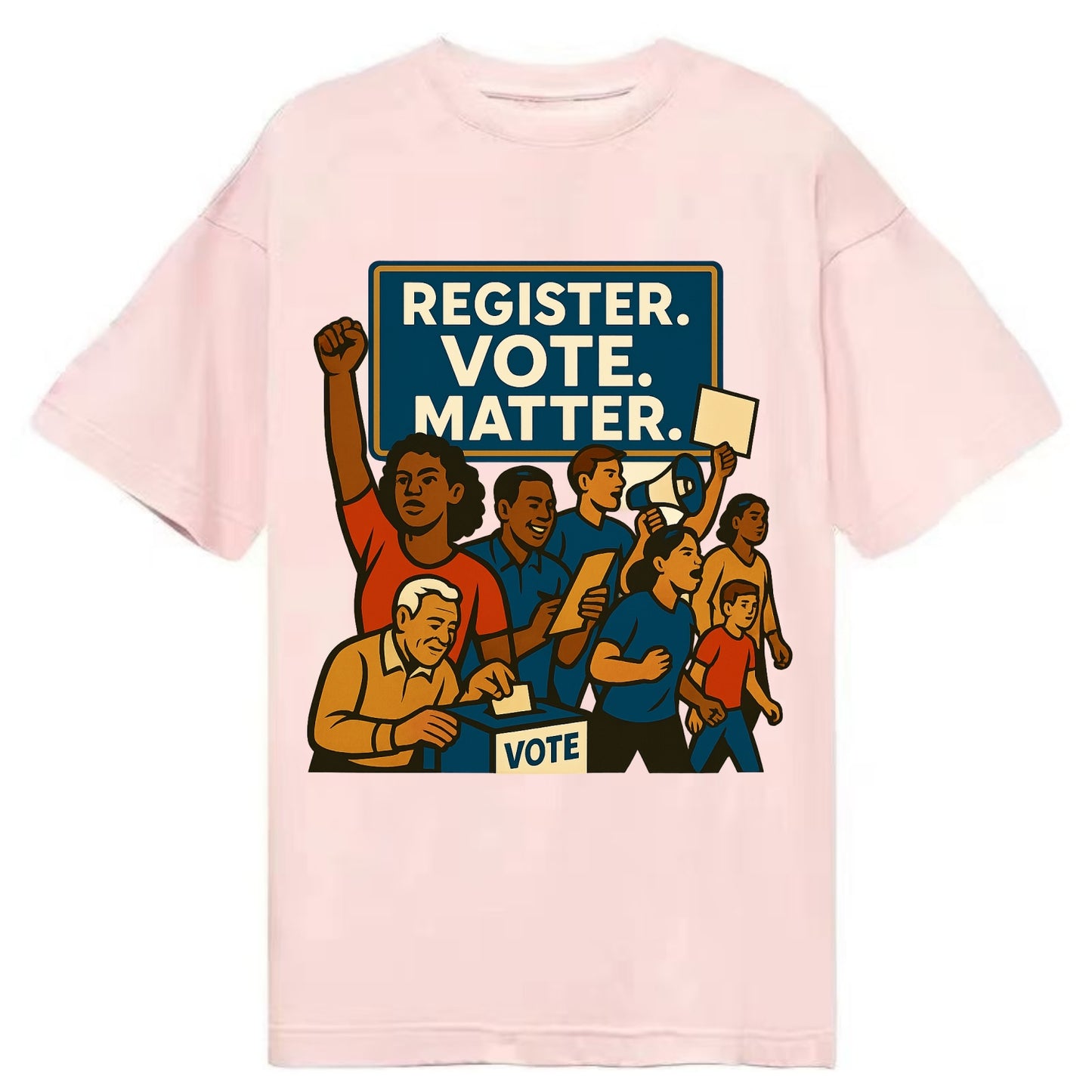 Voter registration drive bringing community together - "Register. Vote. Matter." - Classic T-shirt - Pink