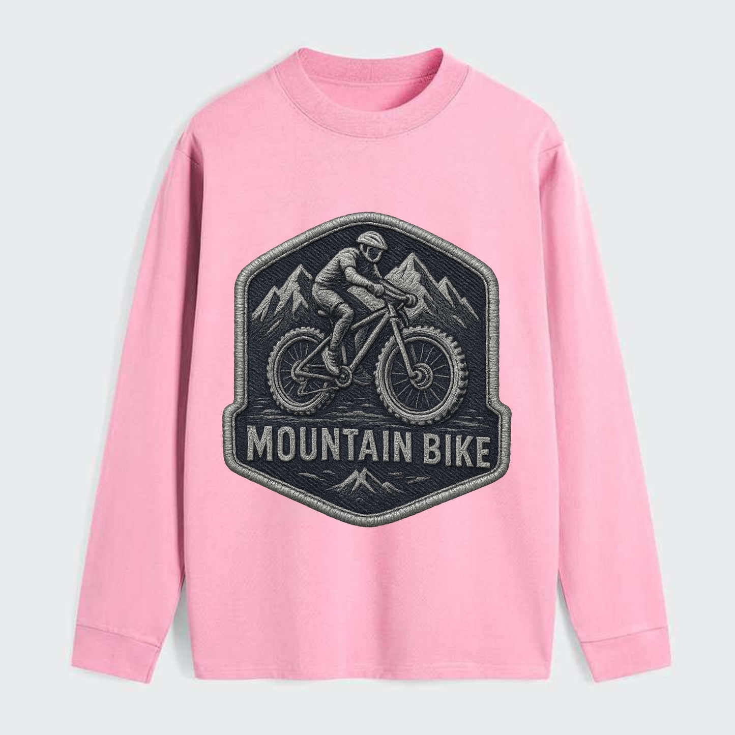 Mountain bike with rugged tires - cyclist badge - Classic Long Sleeve Shirt - Pink