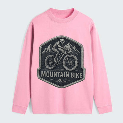 Mountain bike with rugged tires - cyclist badge - Classic Long Sleeve Shirt - Pink