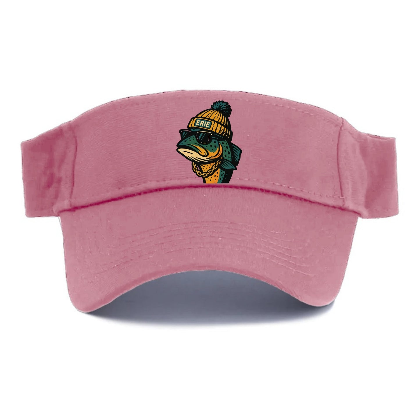 Erie Lake Trout wearing Erie beanie with pom pom and wayfarer sunglasses - Visor - Pink