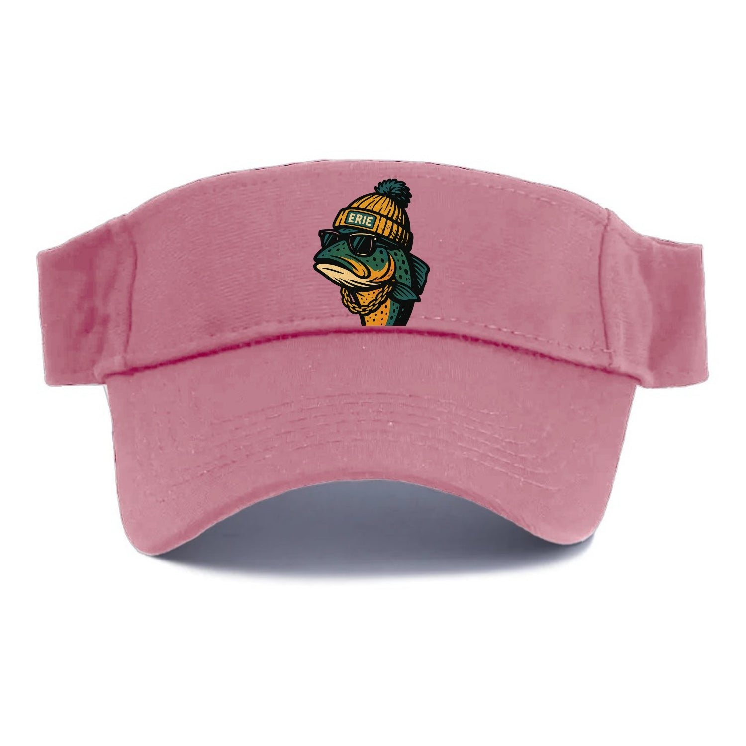 Erie Lake Trout wearing Erie beanie with pom pom and wayfarer sunglasses - Visor - Pink