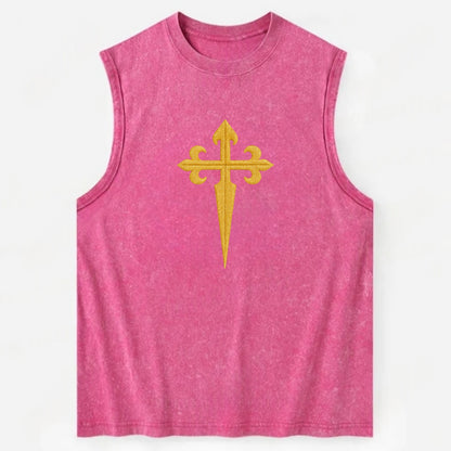 Order Of Santiago Cross - Vintage Washed Tank - Pink