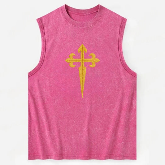 Order Of Santiago Cross - Vintage Washed Tank - Pink