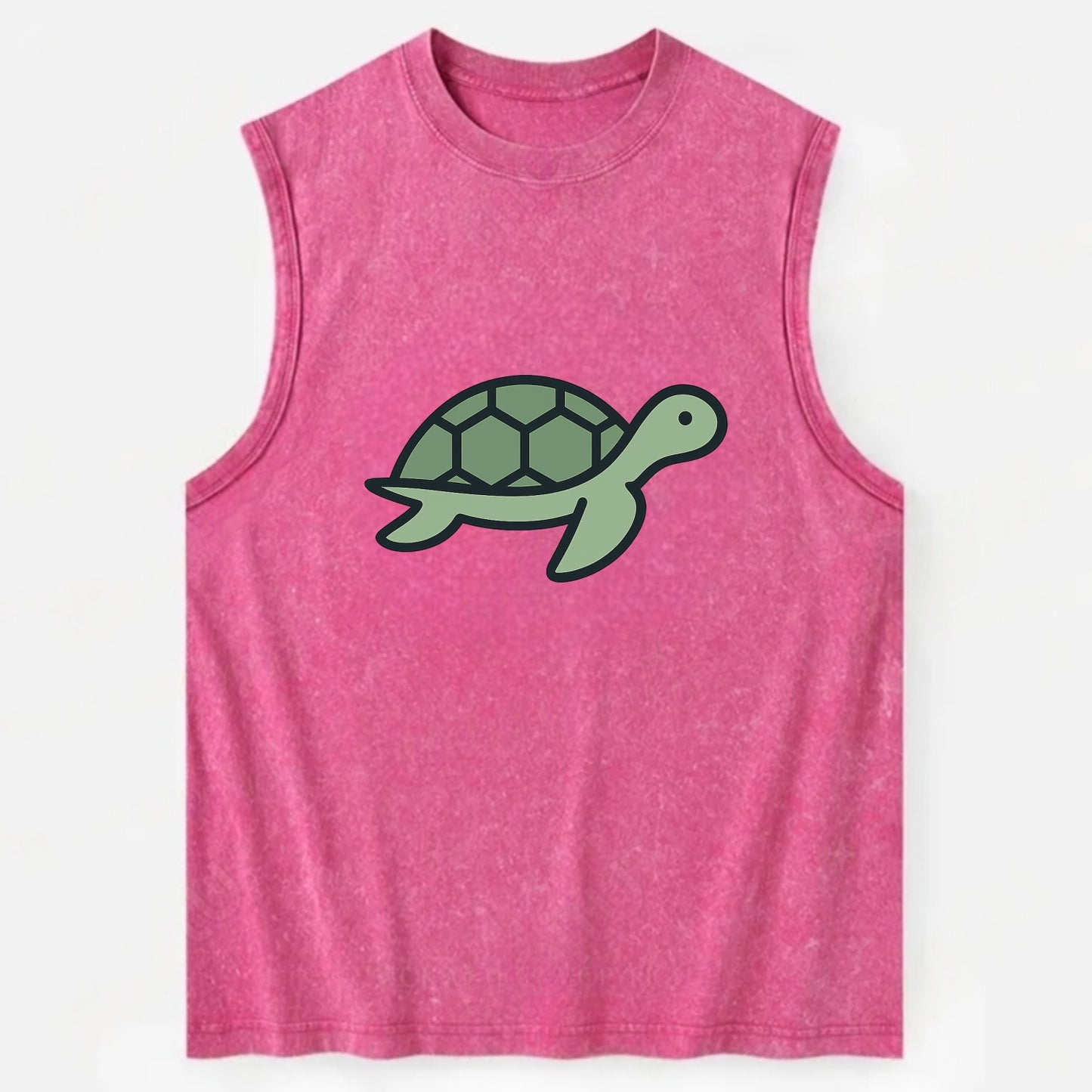Sea Turtle - Green with shell pattern flat side profile - Vintage Washed Tank - Pink
