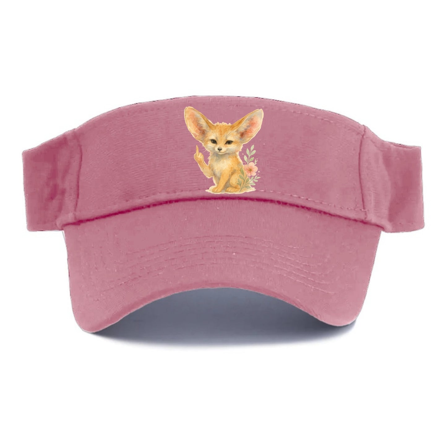 tiny fennec fox with oversized ears, one small paw raised in sass - Visor - Pink