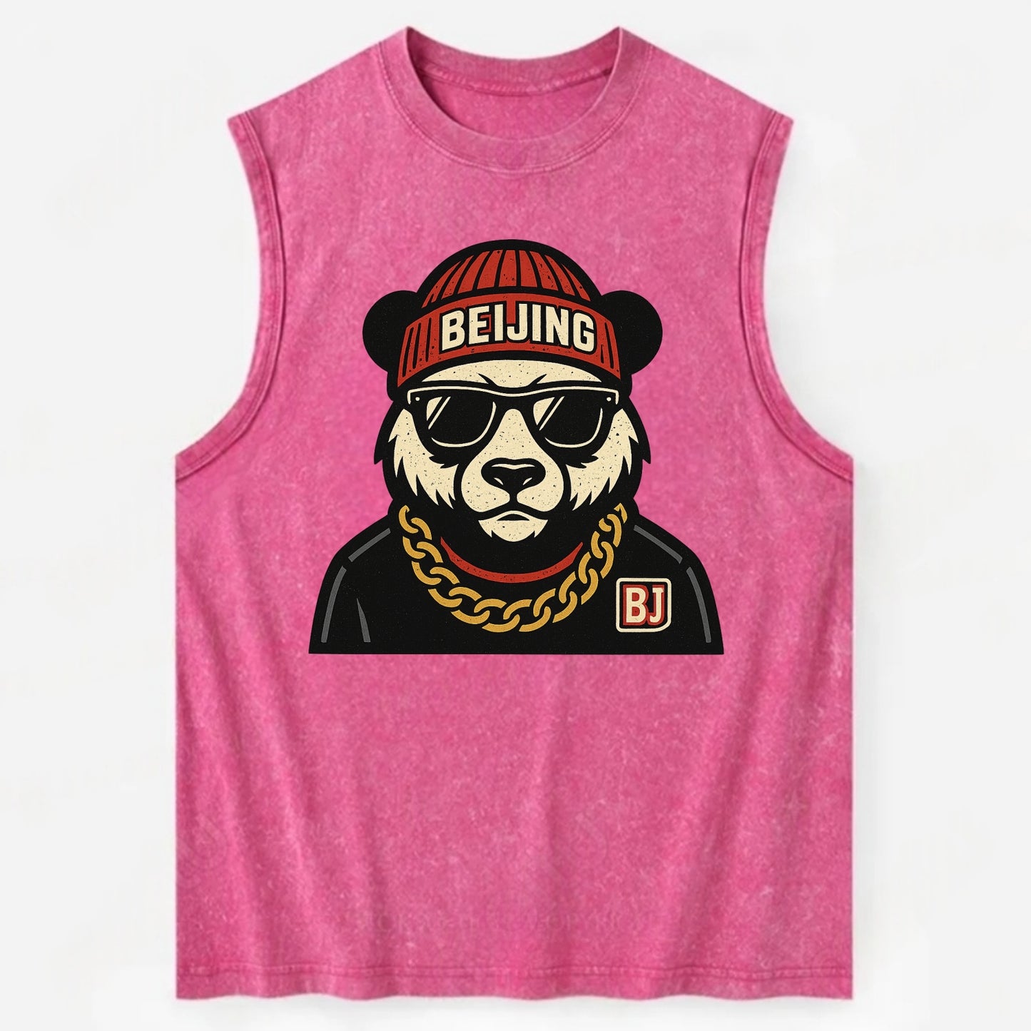 Beijing Panda - Vintage Washed Tank - Pink