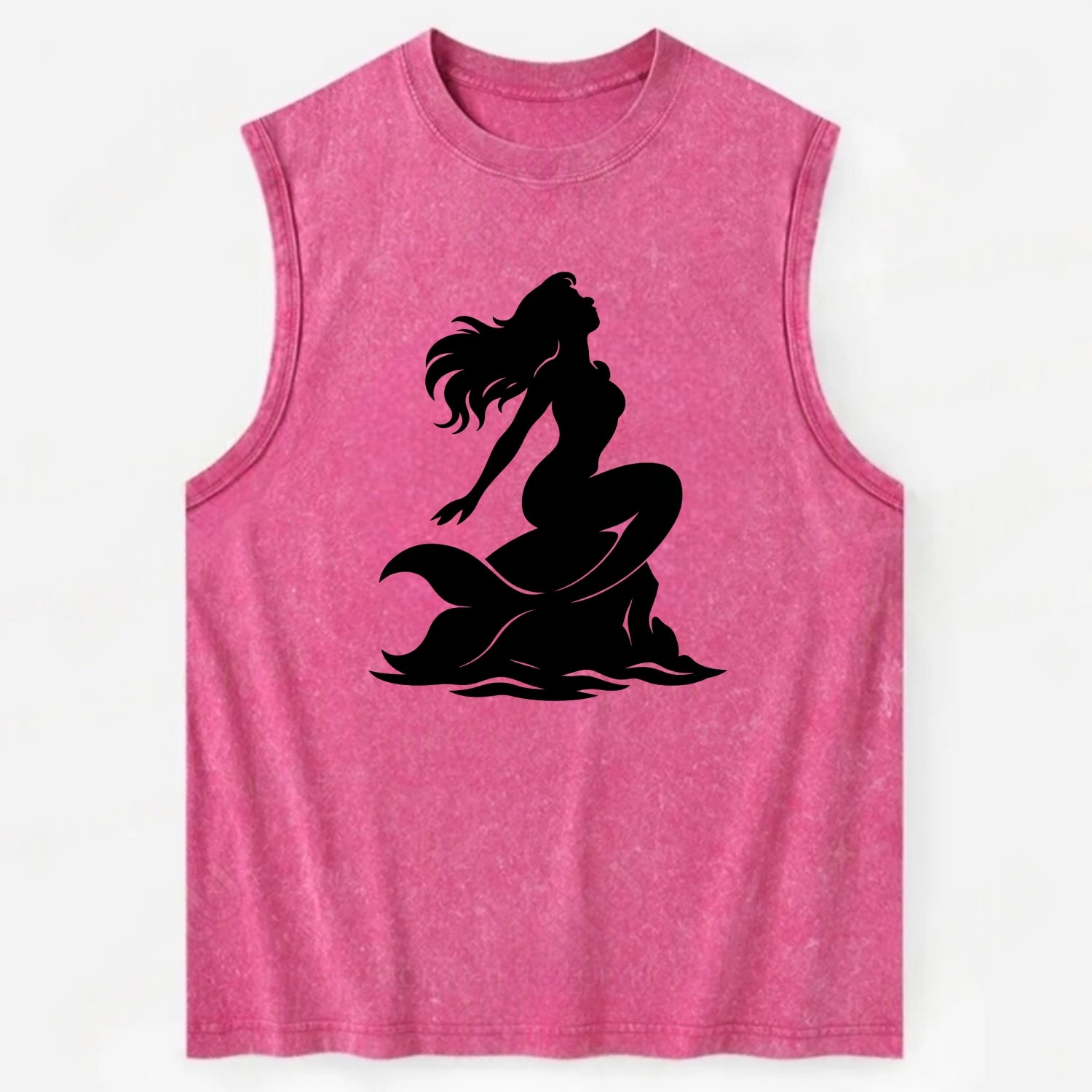 Mermaid on ocean rock - Vintage Washed Tank - Pink