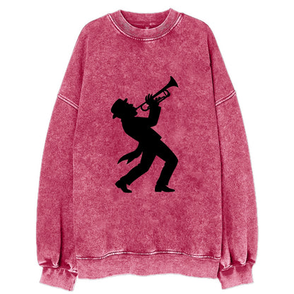 Trumpet player hitting high note - Vintage Sweatshirt - Pink
