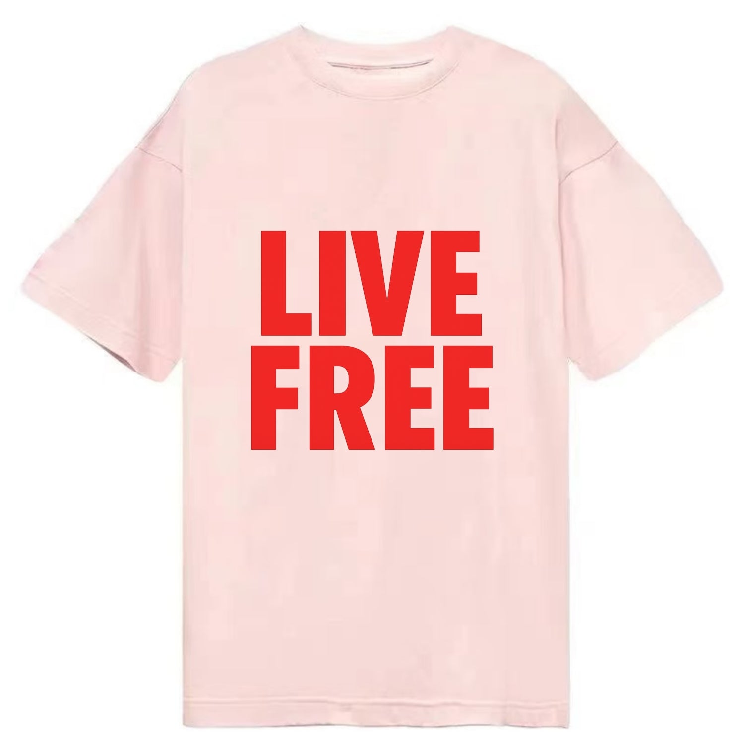 Bold typography design - "LIVE FREE" - unrestricted living - Classic T-shirt - Pink