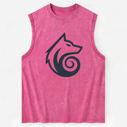 Wind Wolf Spiral  - Vintage Washed Tank - Pink