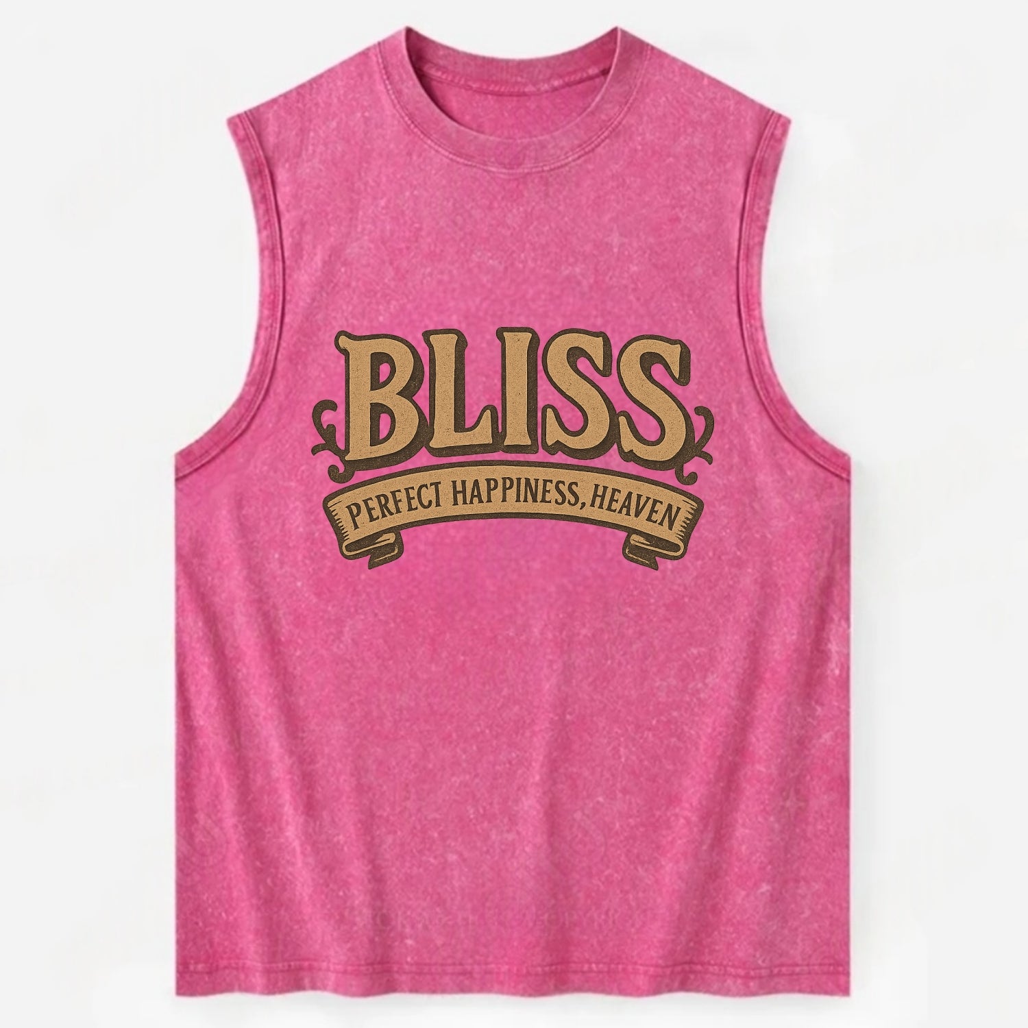 Bold typography design - "BLISS" - perfect happiness, heaven - Vintage Washed Tank - Pink