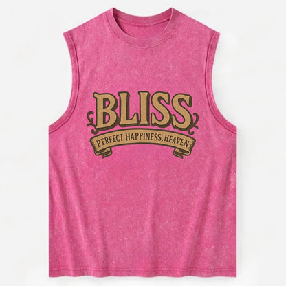Bold typography design - "BLISS" - perfect happiness, heaven - Vintage Washed Tank - Pink