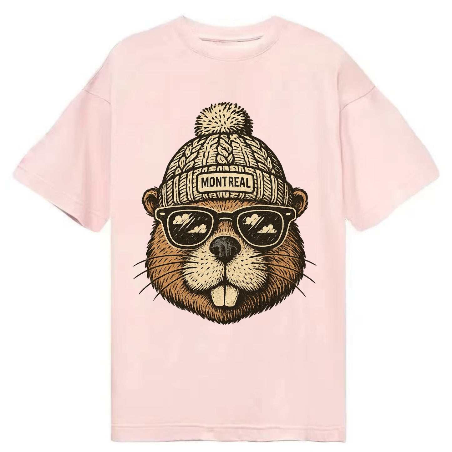 Montreal Beaver wearing Montreal beanie - Classic T-shirt - Pink