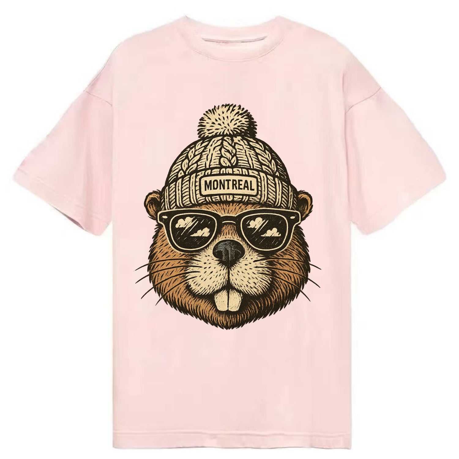 Montreal Beaver wearing Montreal beanie - Classic T-shirt - Pink
