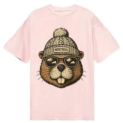 Montreal Beaver wearing Montreal beanie - Classic T-shirt - Pink