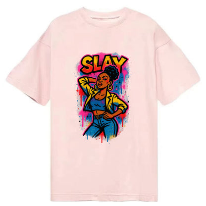 Empowered figure striking confident pose - "slay" culture, fierce and fabulous - Classic T-shirt - Pink
