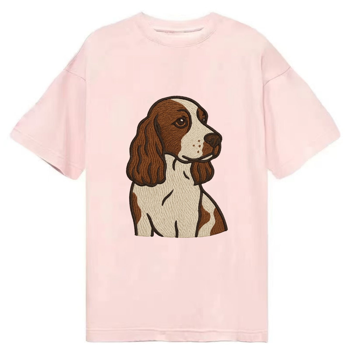 English Cocker Spaniel - Liver and white embroidered design - Classic T-shirt - Pink