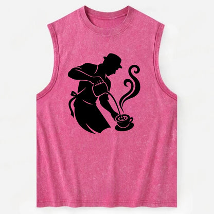 Barista creating latte art - Vintage Washed Tank - Pink