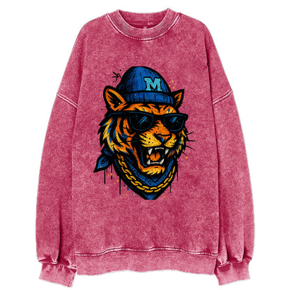 Memphis Tiger wearing Memphis beanie with M patch - Vintage Sweatshirt - Pink