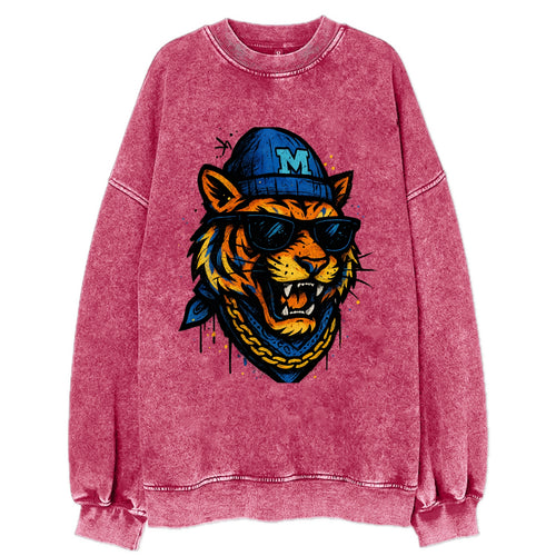 Memphis Tiger wearing Memphis beanie with M patch - Vintage Sweatshirt