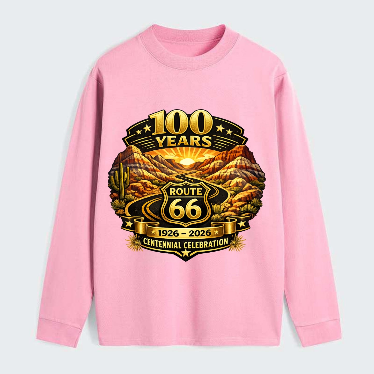PAINTED DESERT | Colorful desert landscape | Route 66 winding through | - Classic Long Sleeve Shirt - Pink