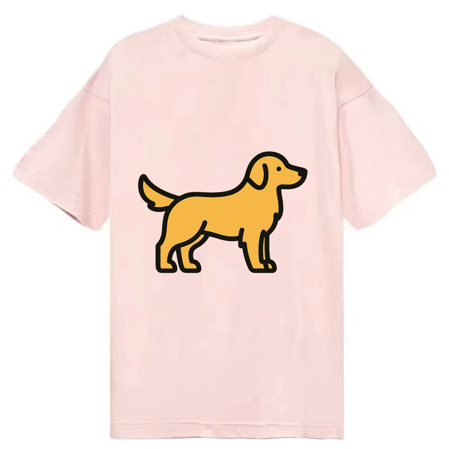 Golden Retriever - Golden colored flat side profile - Classic T-shirt - Pink