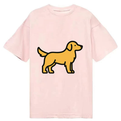 Golden Retriever - Golden colored flat side profile - Classic T-shirt - Pink