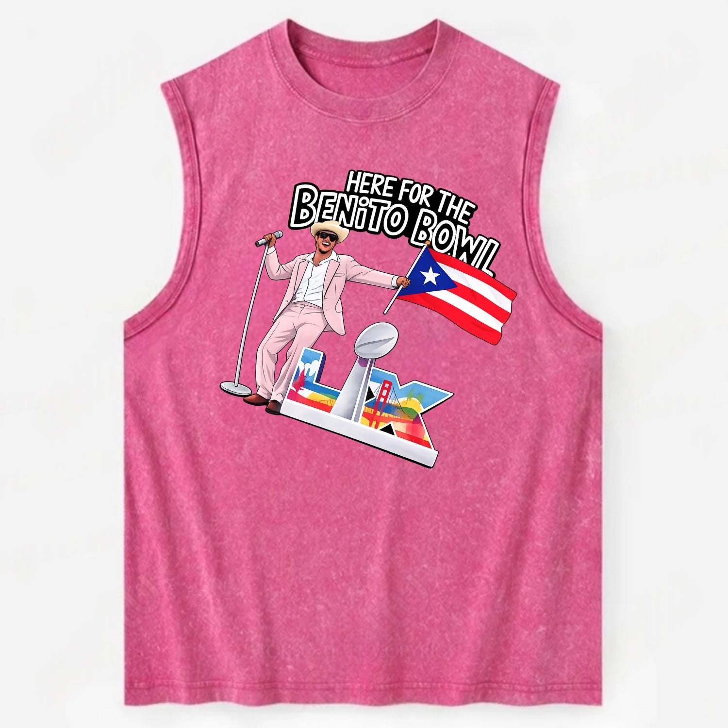 Here For The Bento Bowl - Vintage Washed Tank - Pink