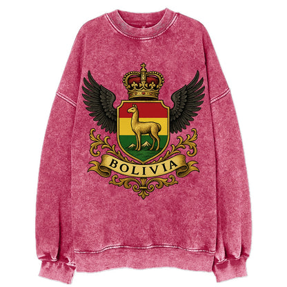 Bolivia Llama Emblem  - Vintage Sweatshirt - Pink