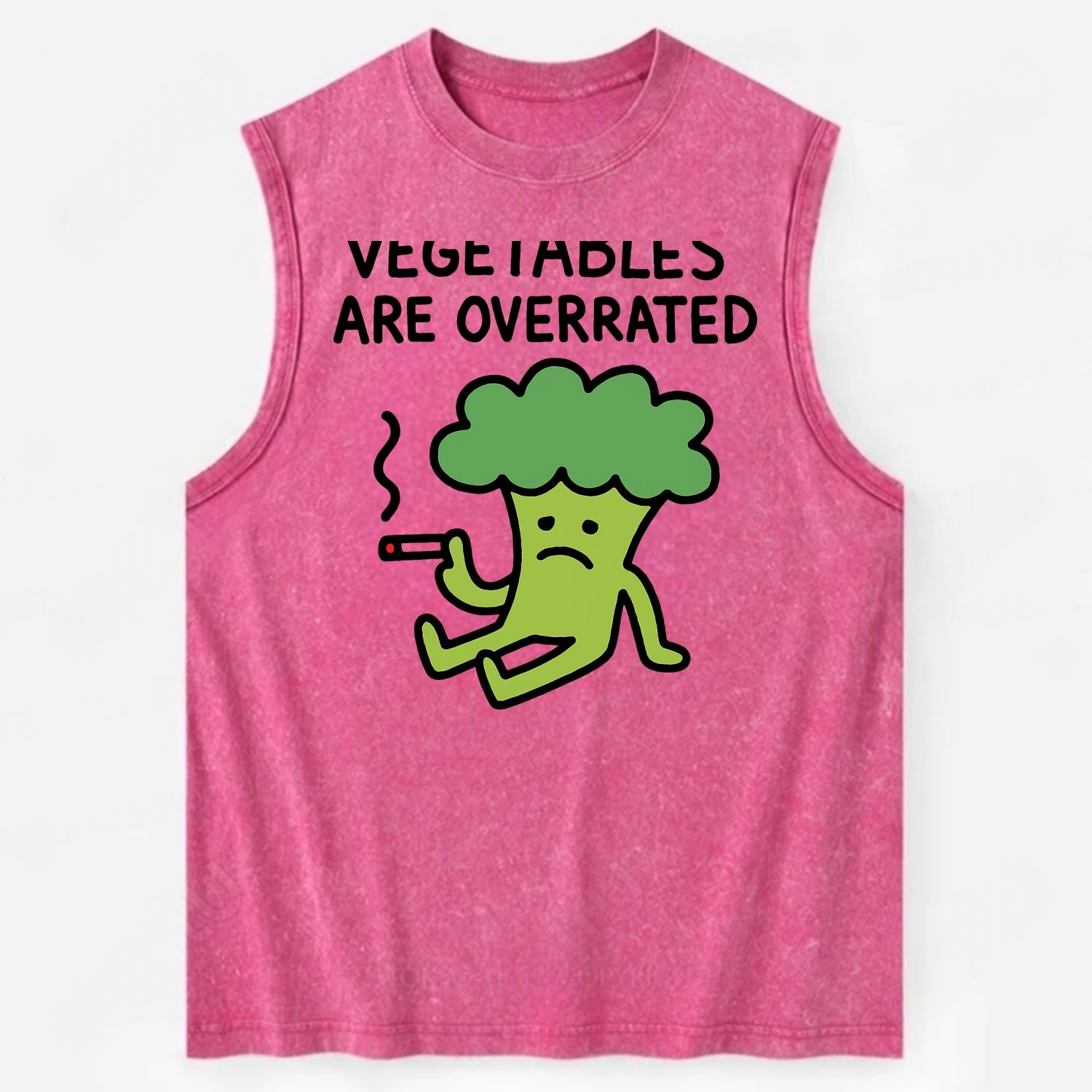 VEGETABLES ARE OVERRATED | Rebellious broccoli smoking - Vintage Washed Tank - Pink