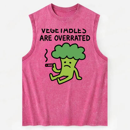 VEGETABLES ARE OVERRATED | Rebellious broccoli smoking - Vintage Washed Tank - Pink