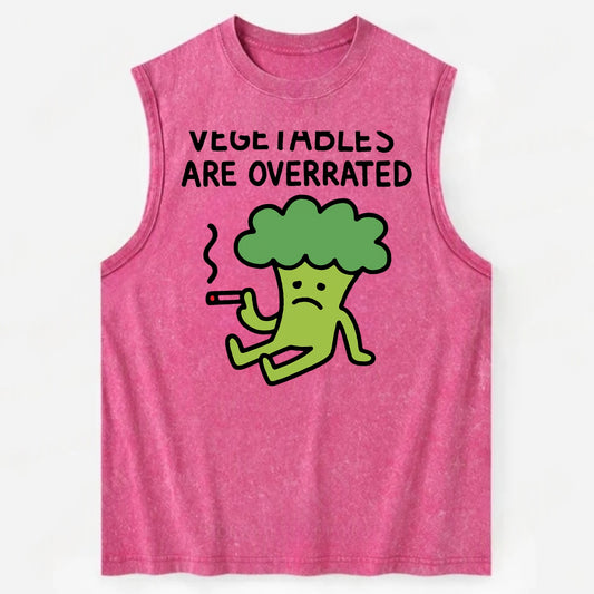 VEGETABLES ARE OVERRATED | Rebellious broccoli smoking - Vintage Washed Tank - Pink