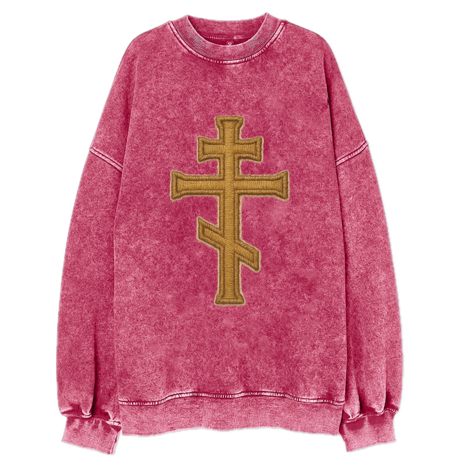 Orthodox Cross  - Vintage Sweatshirt - Pink