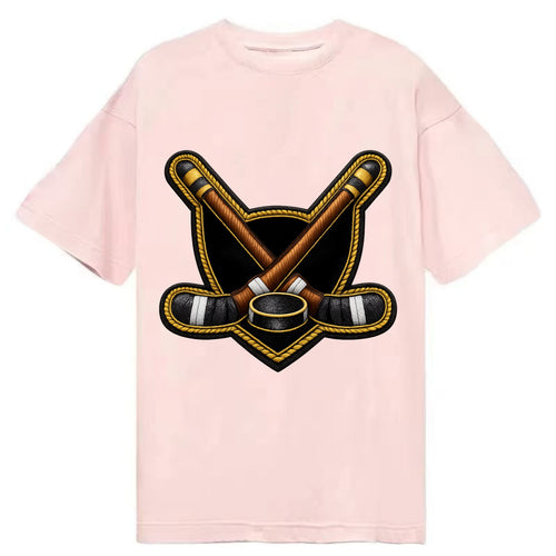 HOCKEY CROSSED STICKS - ice hockey sticks with puck in - Classic T-shirt