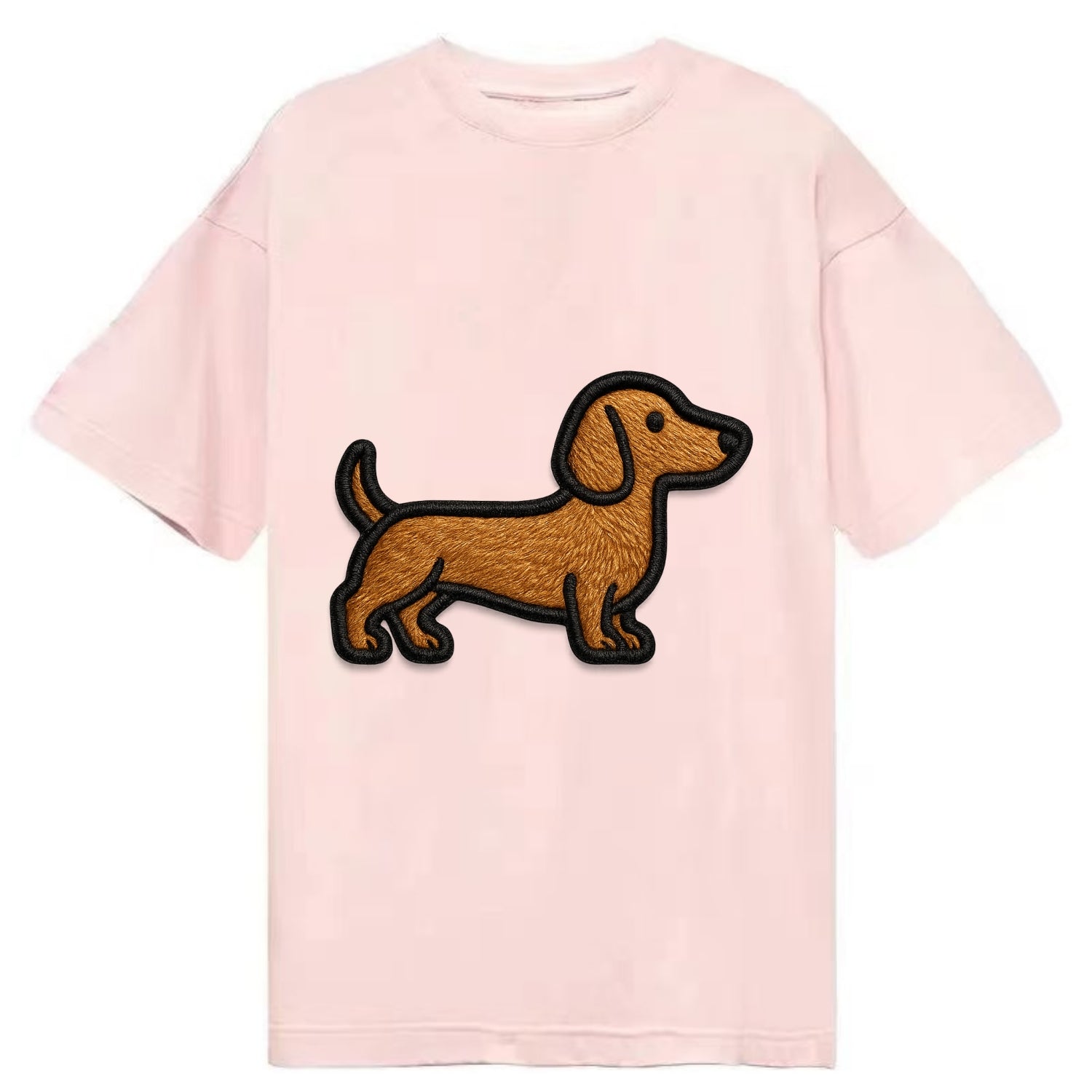 Dachshund - Modern elongated silhouette - Classic T-shirt - Pink