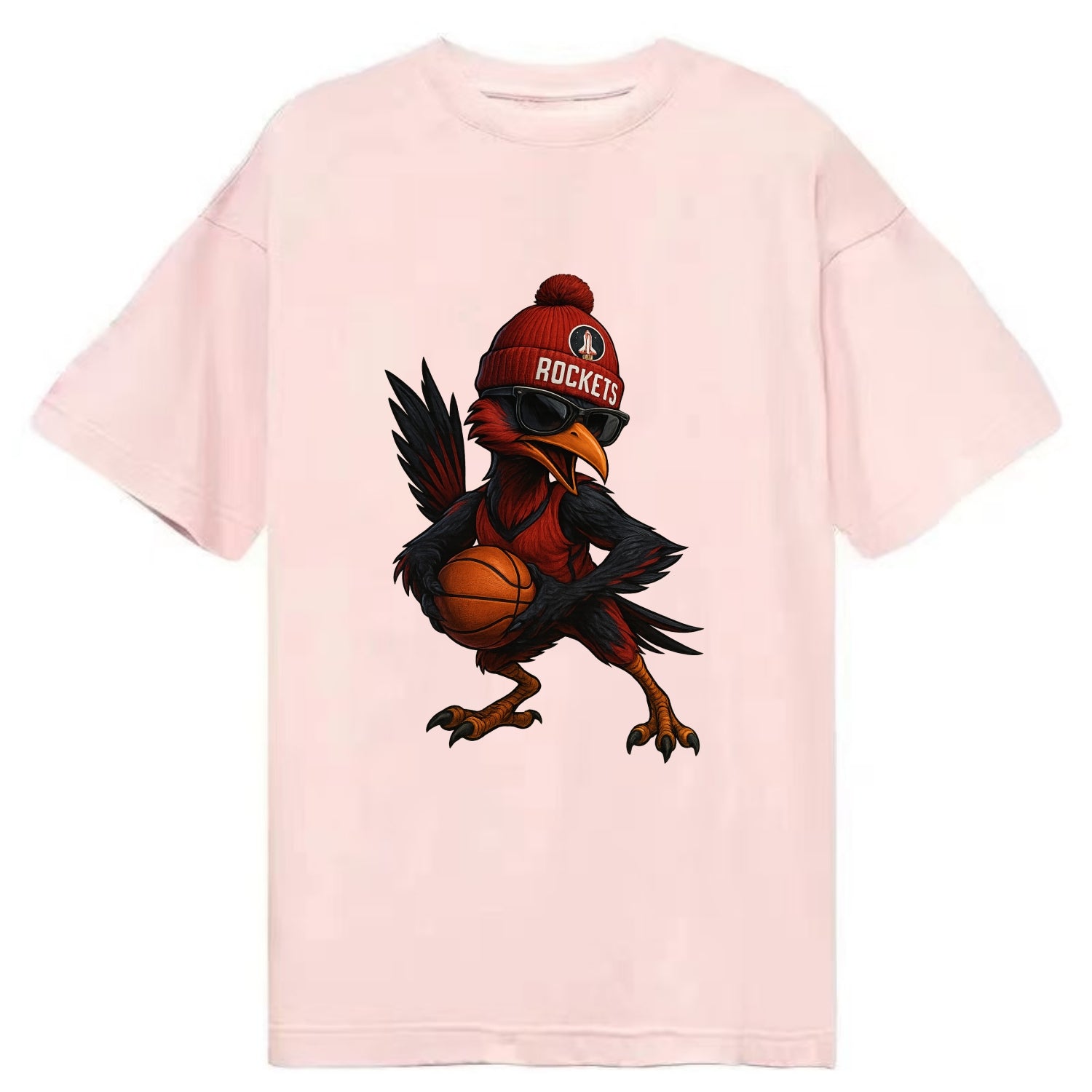 Houston Roadrunner wearing Rockets beanie with launch pad patch and wayfarer - Classic T-shirt - Pink