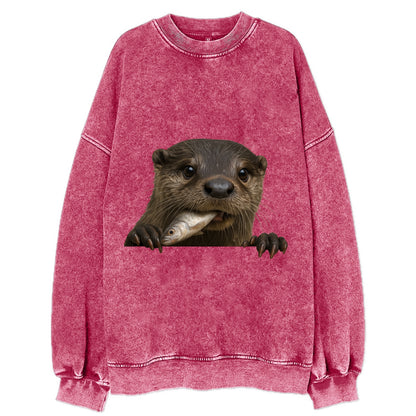 River Otter  - Vintage Sweatshirt - Pink