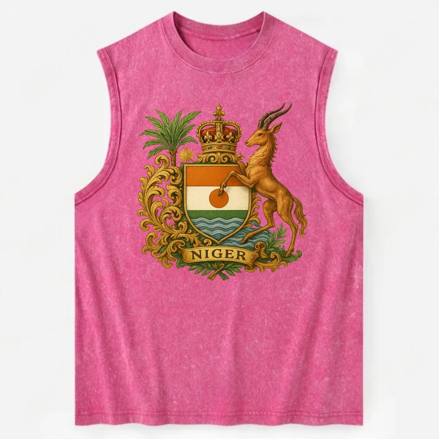 Niger Heritage Badge  - Vintage Washed Tank - Pink