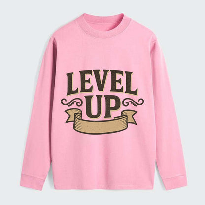 Bold typography design - "LEVEL UP" - improving, advancing, growing - Classic Long Sleeve Shirt - Pink