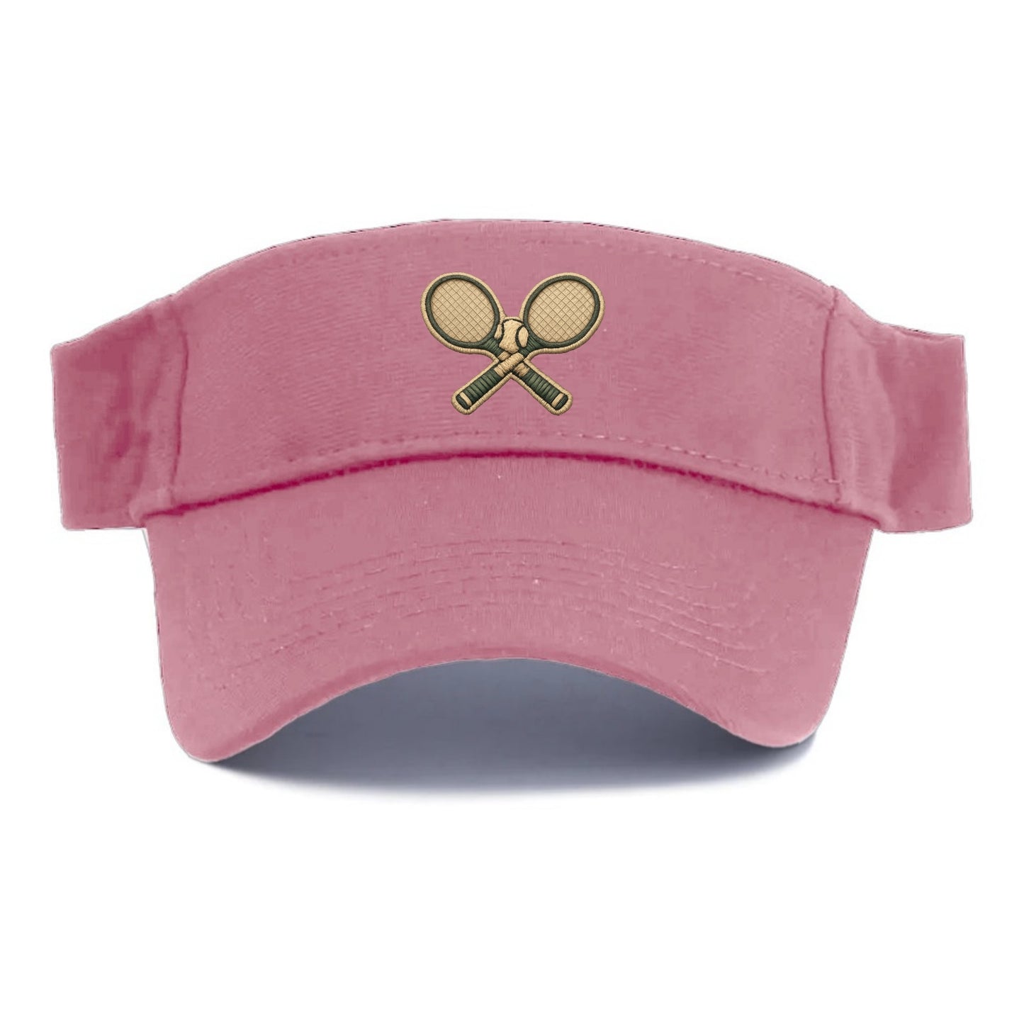Embroidered patch design - TENNIS RACKET CROSSED - tennis rackets with ball in white and - Visor - Pink